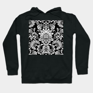 black and white Damask (invert) Hoodie